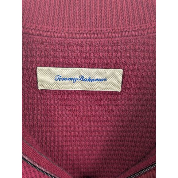 Tommy Bahama Tobago Bay Quarter Zip Sweater Maroon Men's Size Medium - Picture 6 of 12